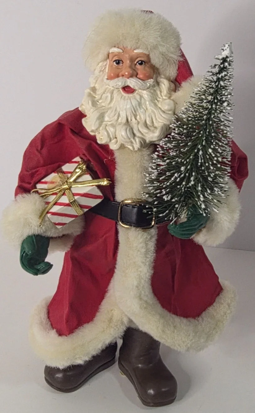 Standing Santa Claus Doll Red Fabric Coat Tree Gift Christmas Decor